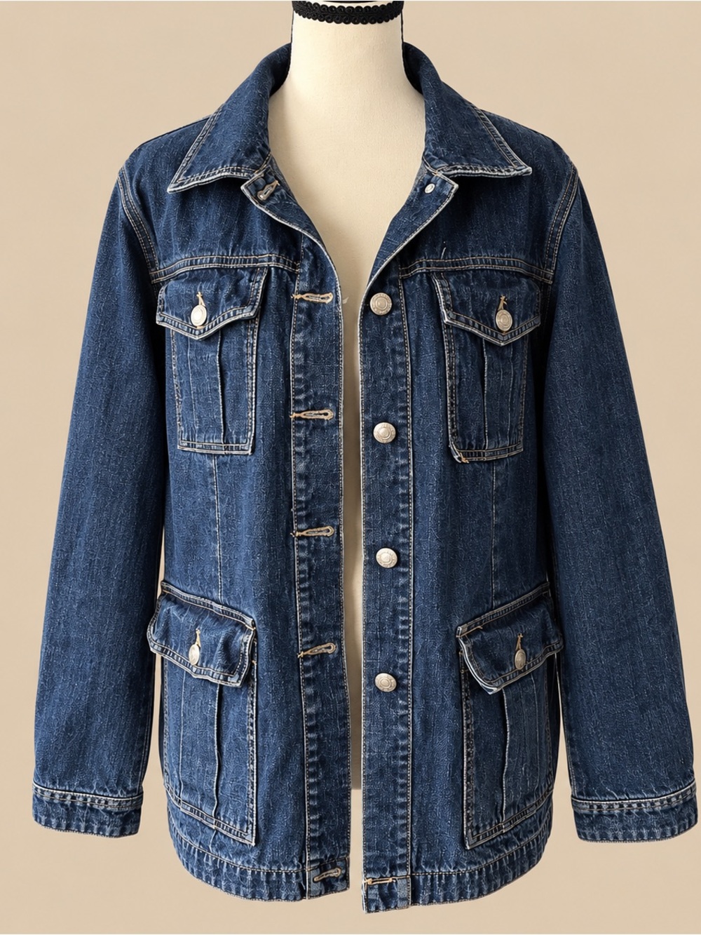 Y2K Dark Denim Industry Fisherman Chore Coat XL